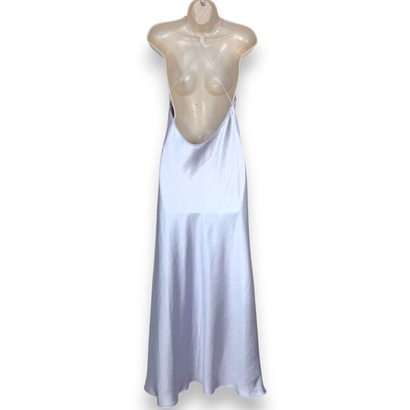 Zara Satin Slip Dress Spaghetti Straps Midi Blue Gray Size Medium - Picture 4 of 11